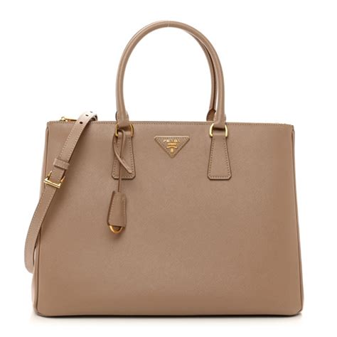 prada double zip tote cammeo large|PRADA Saffiano Large Galleria Double Zip Tote Cammeo.